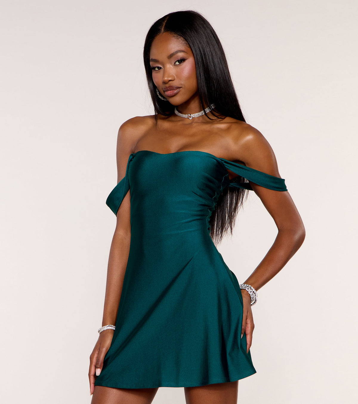Effortless Charm Off-The-Shoulder Mini Dress