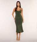 Sculpted V-Neck Bodycon Midi Dress