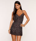 Sweet Spot Lace Trim Polka Dot Mini Dress
