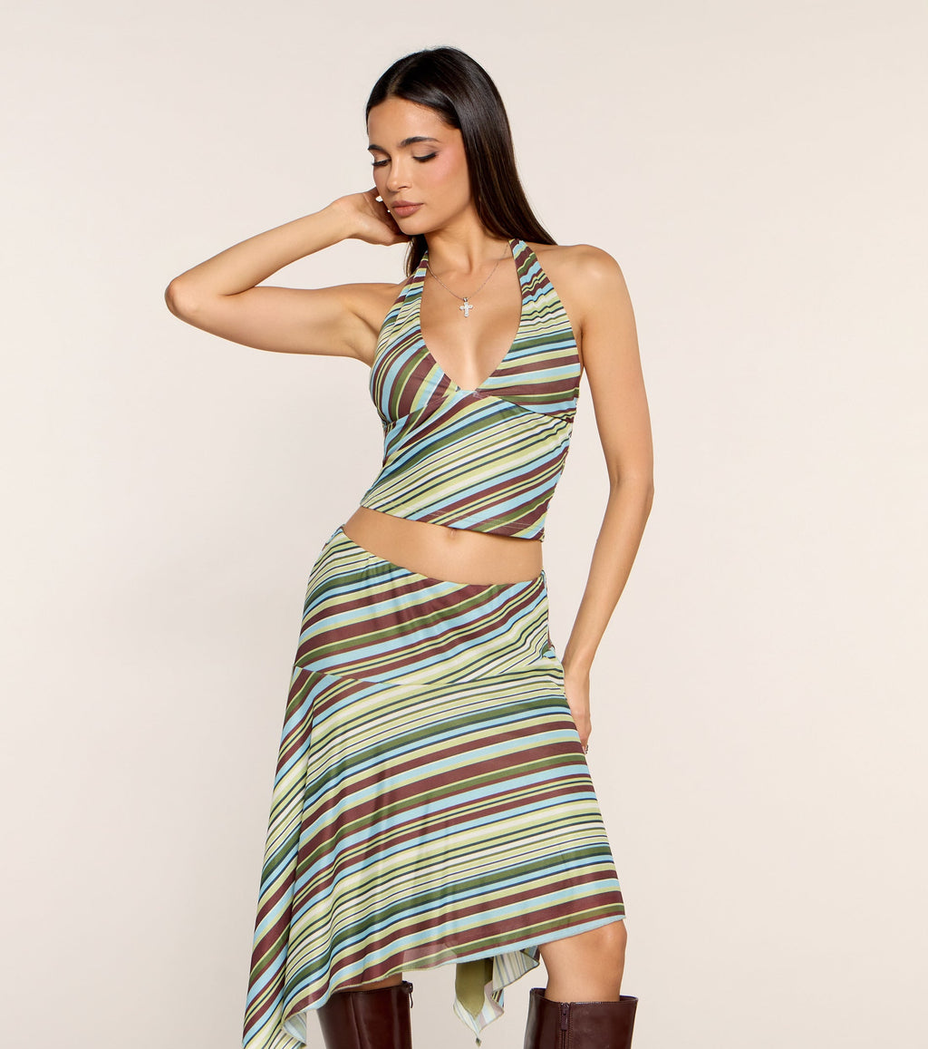 Stripe Shift Knit Halter Top