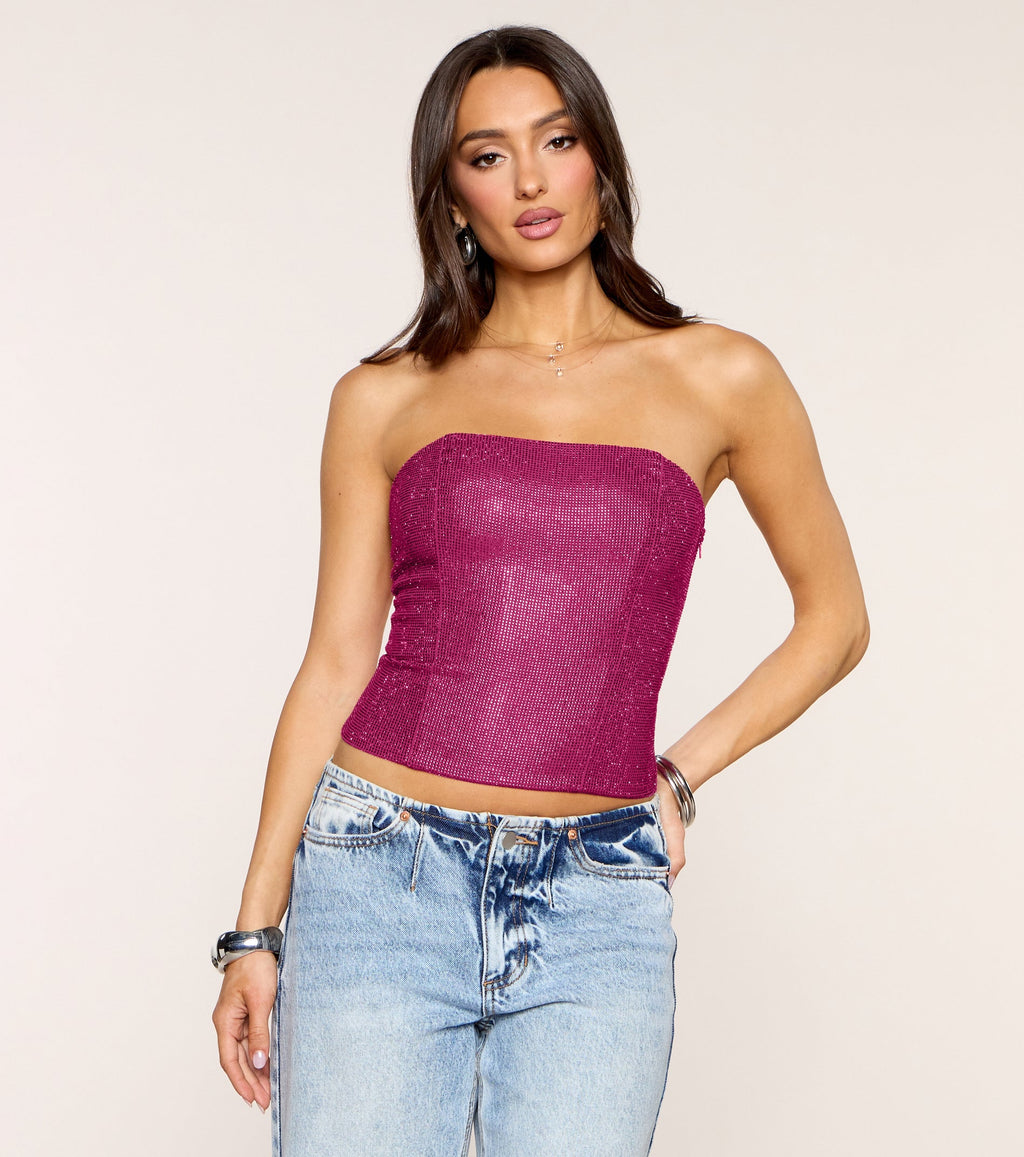 Glitz Game Tube Rhinestone Corset Top