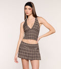 Check Please Plaid Halter Top