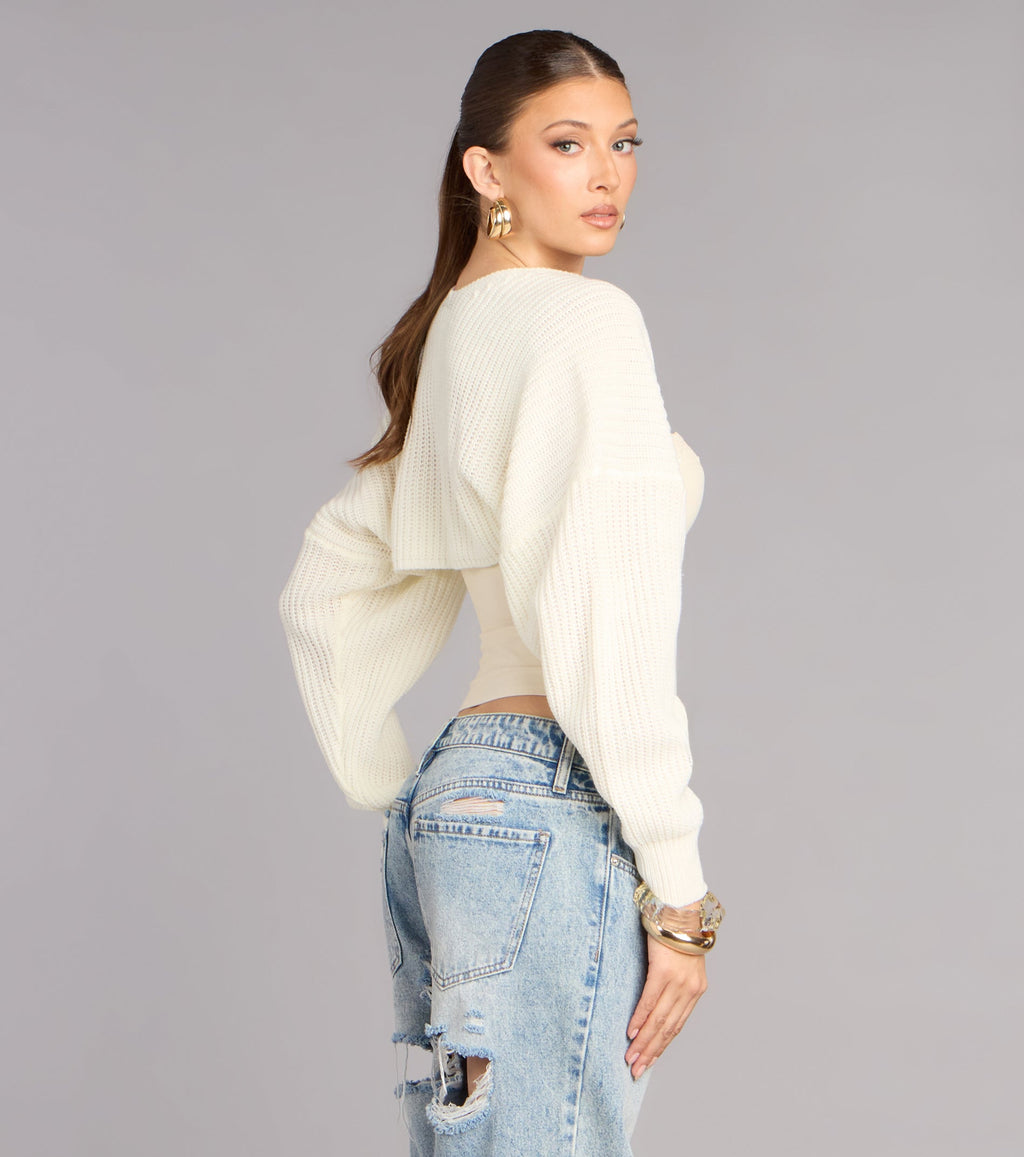 Sweet And Cozy Oversized Knit Sweater Bolero
