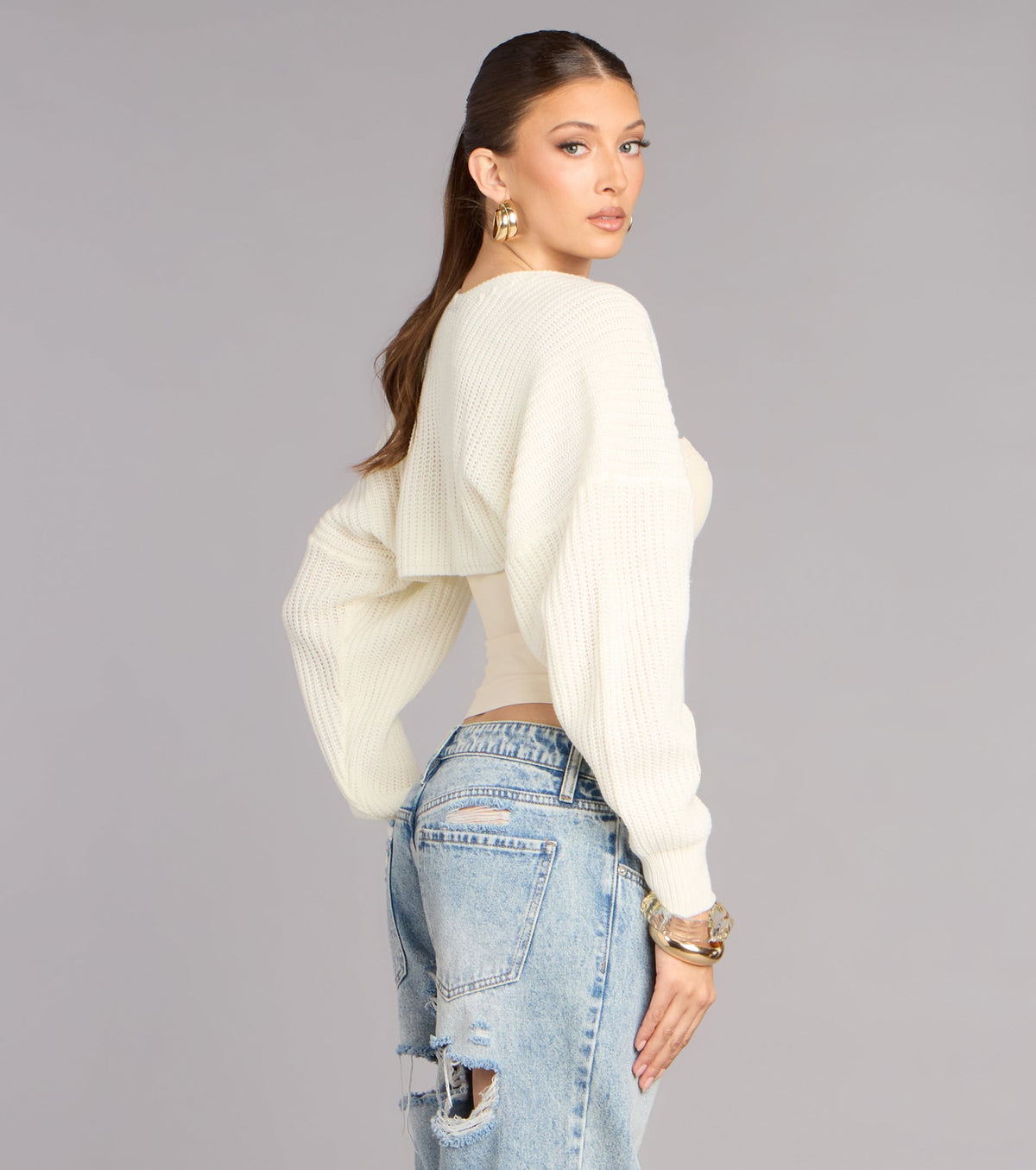 Sweet And Cozy Oversized Knit Sweater Bolero
