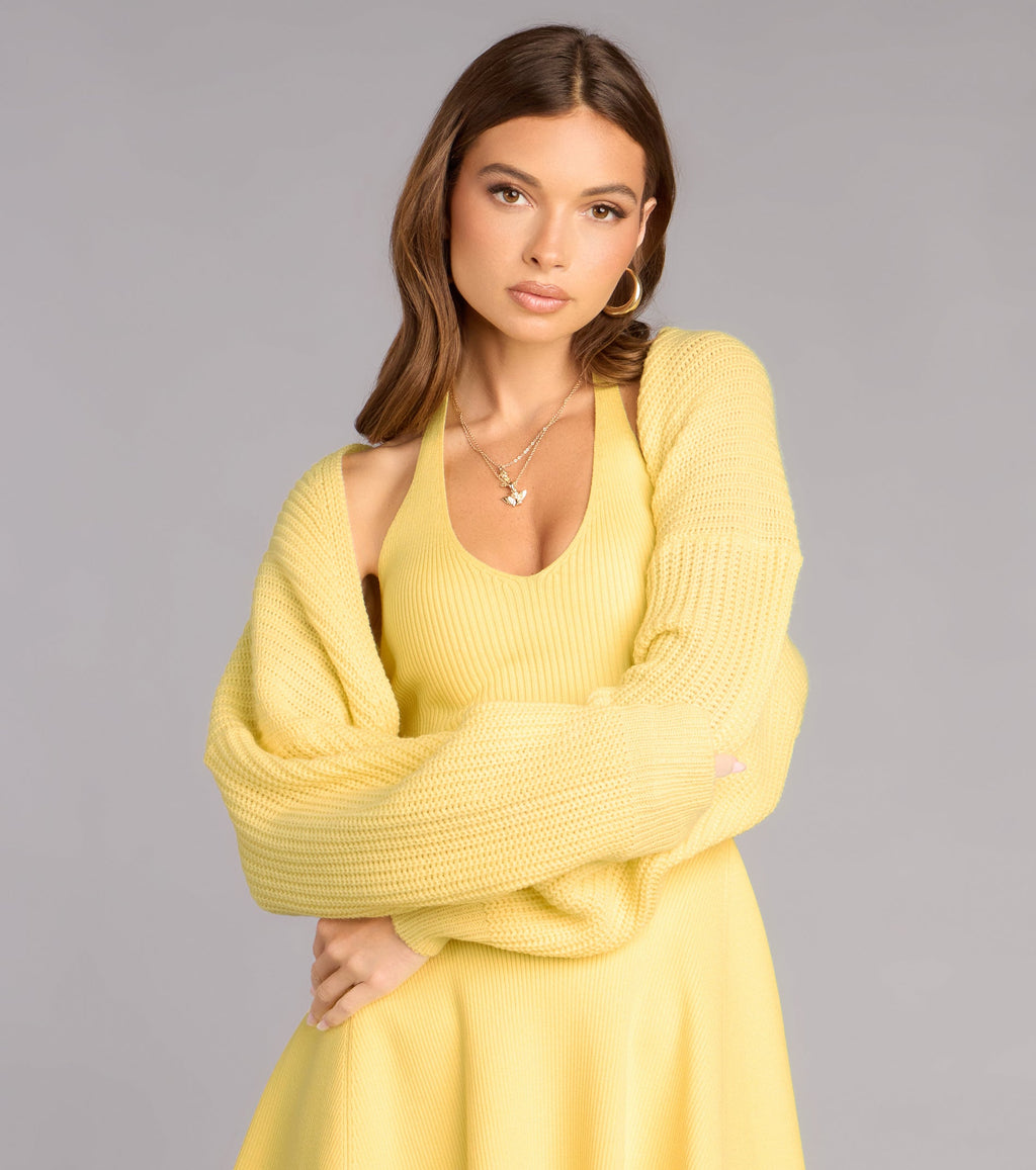 Sweet And Cozy Oversized Knit Sweater Bolero