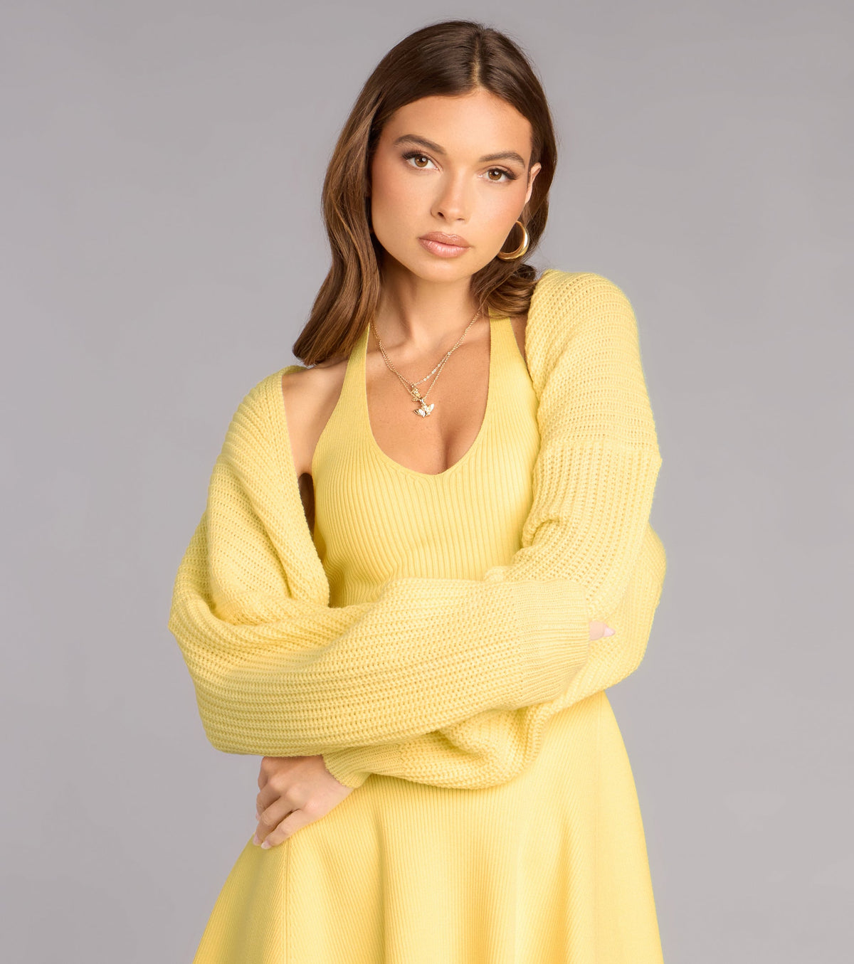 Sweet And Cozy Oversized Knit Sweater Bolero