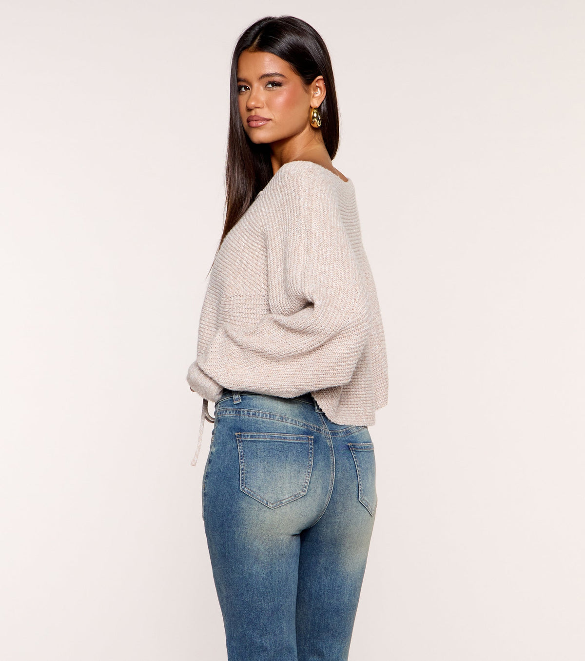 Soft Focus Lace Up Reversible Sweater Top