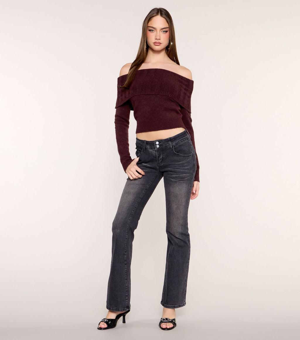 Shoulder Season Foldover Off-Shoulder Sweater Top