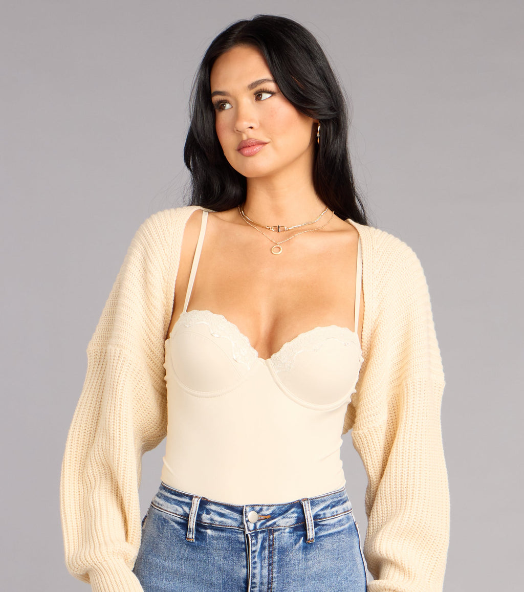 Sweet And Cozy Oversized Knit Sweater Bolero