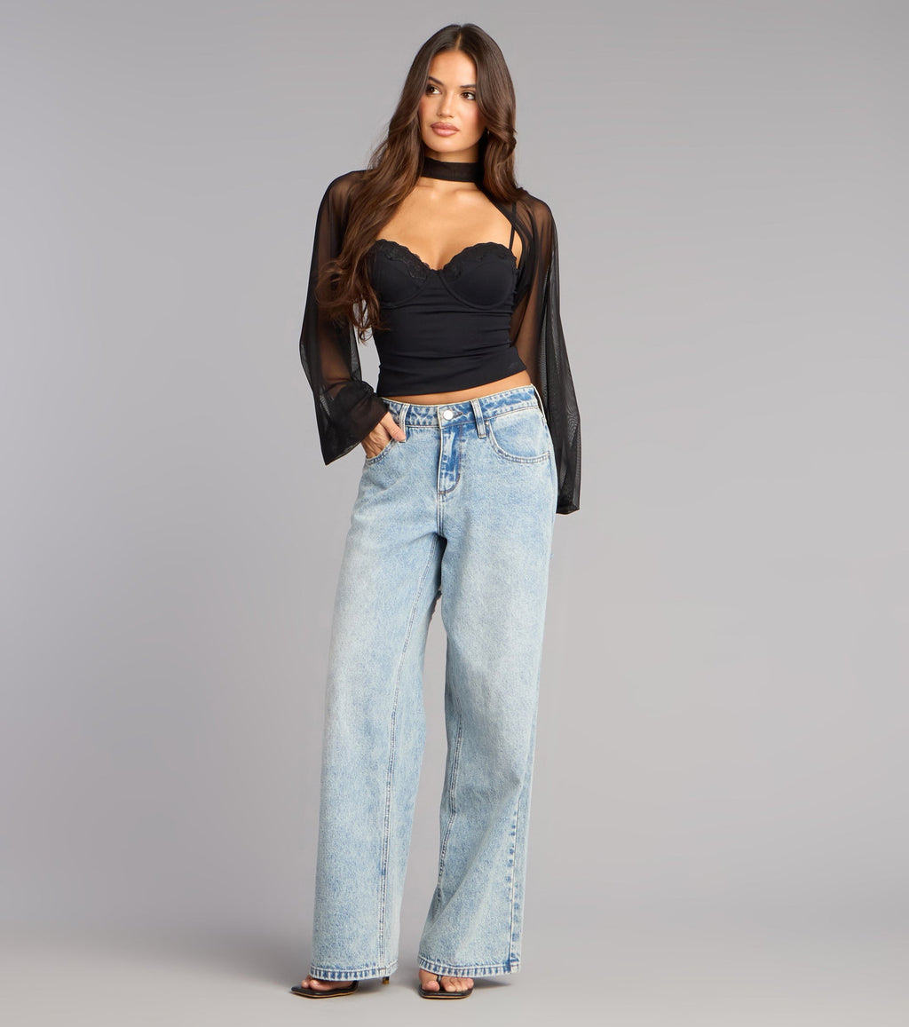 Sheer Drama Mesh Long Sleeve Topper
