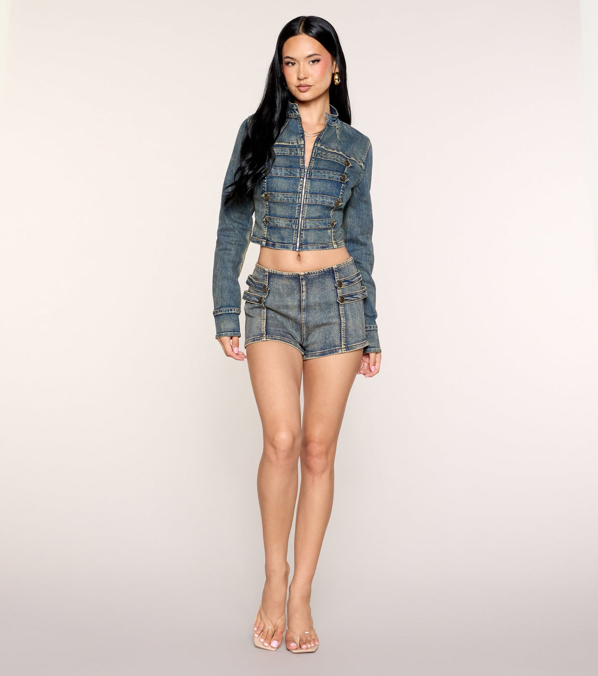 Command Attention Military Denim Jacket