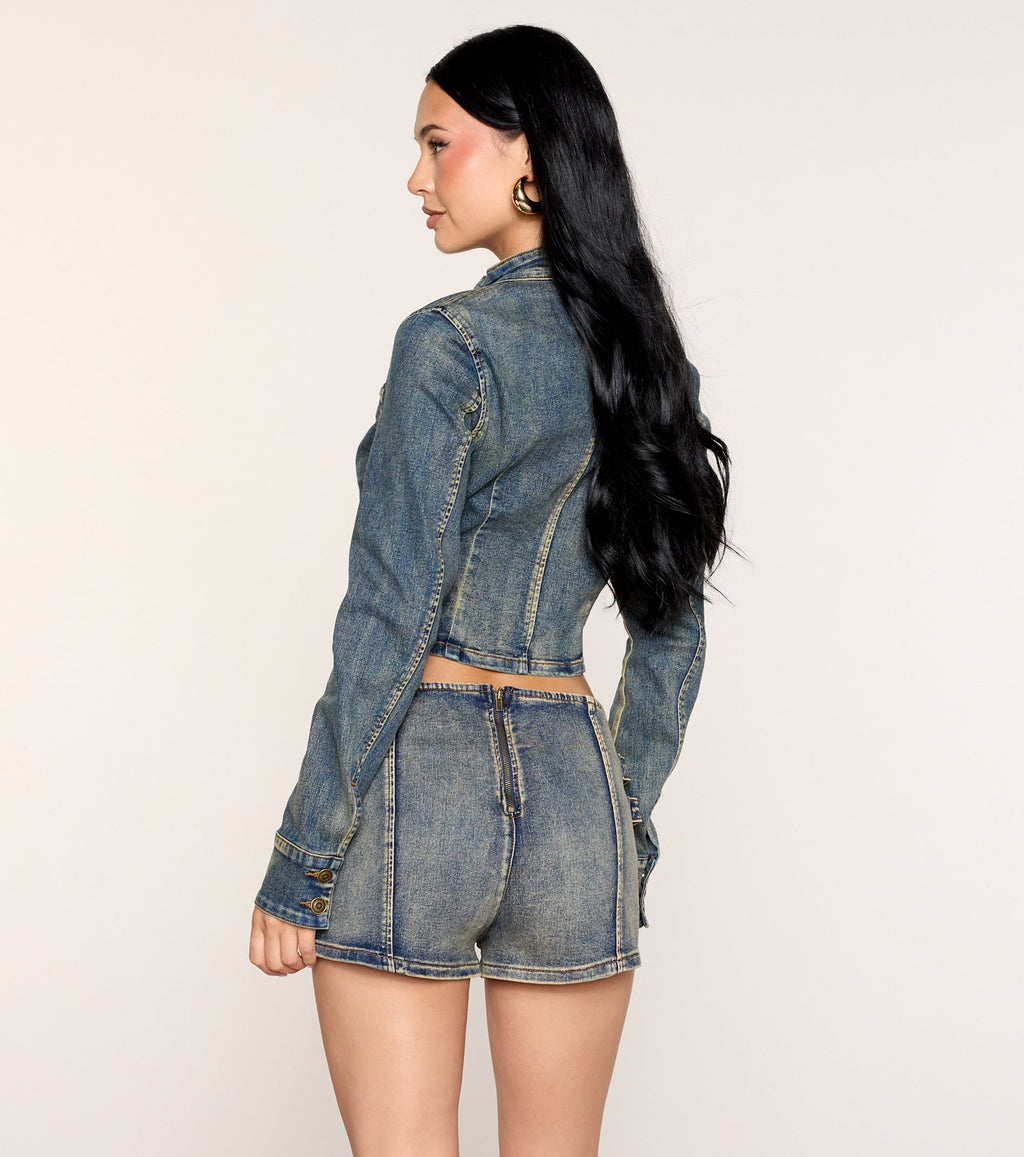 Command Attention Military Denim Jacket
