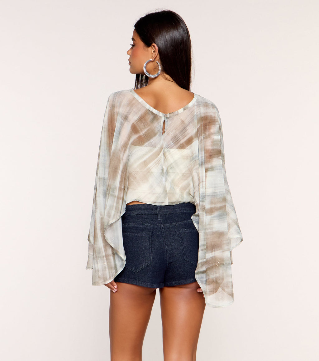Checks in Motion Plaid Chiffon Poncho