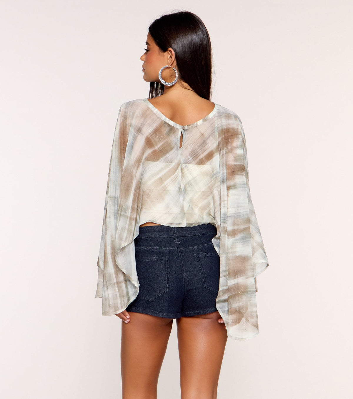 Checks in Motion Plaid Chiffon Poncho