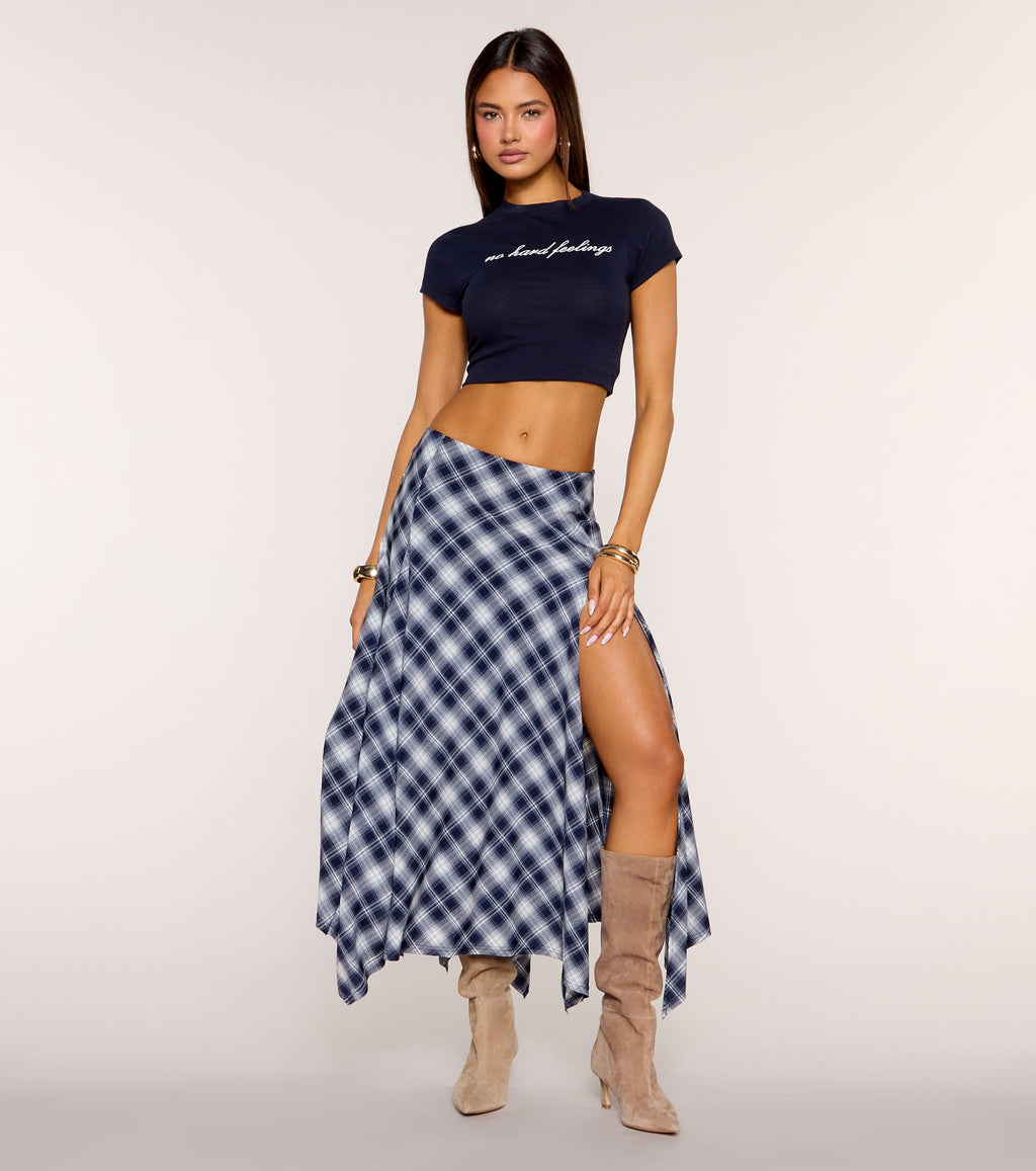 Check Please Plaid Slit Maxi Skirt