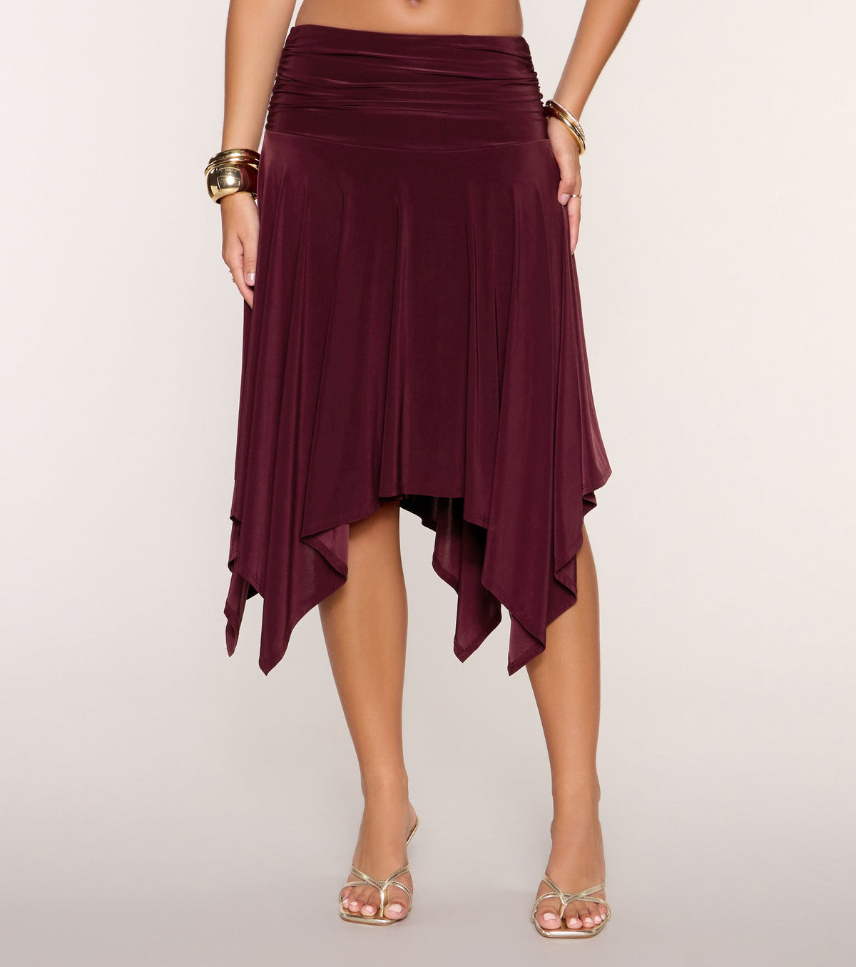 Trendy Moves Hanky Hem Midi Skirt