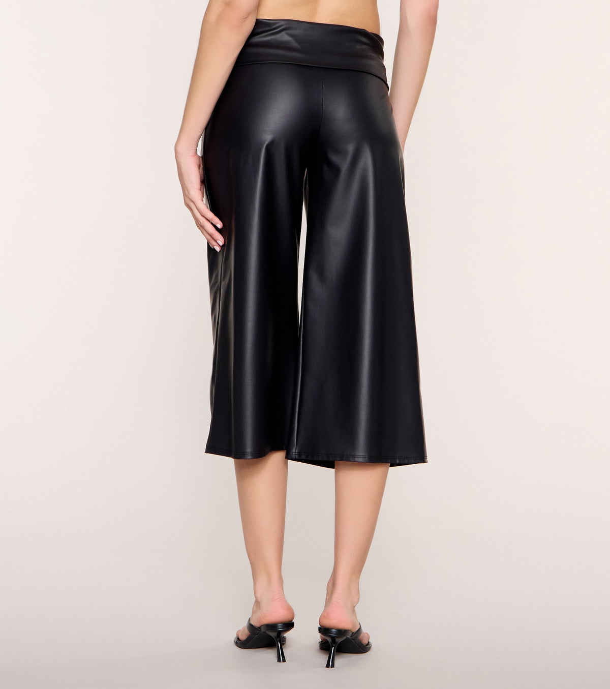 Wide Angle Faux Leather Gaucho Pants