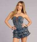 Flirt On Repeat Denim Strapless Romper