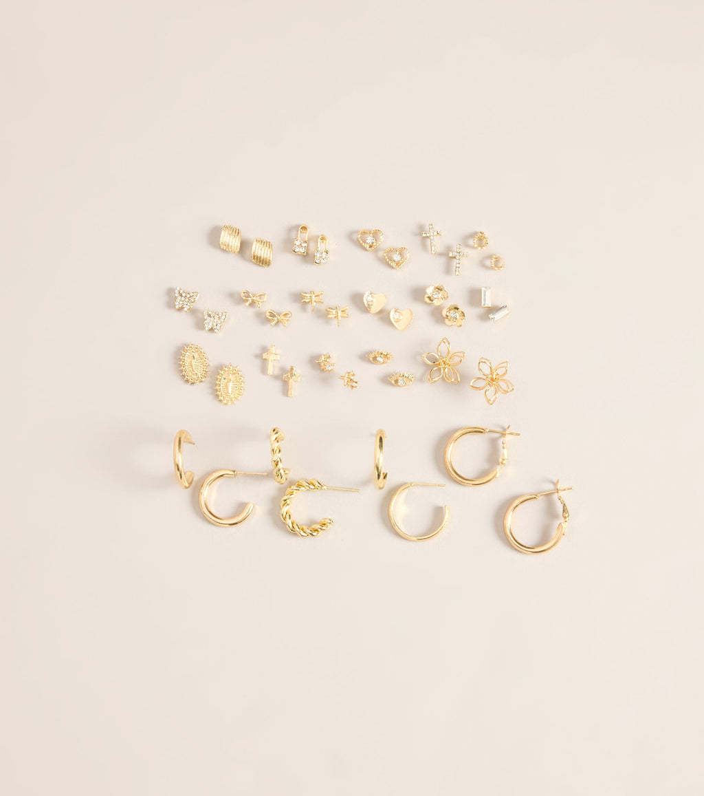 Mix It Up Stud And Hoop Earrings Set