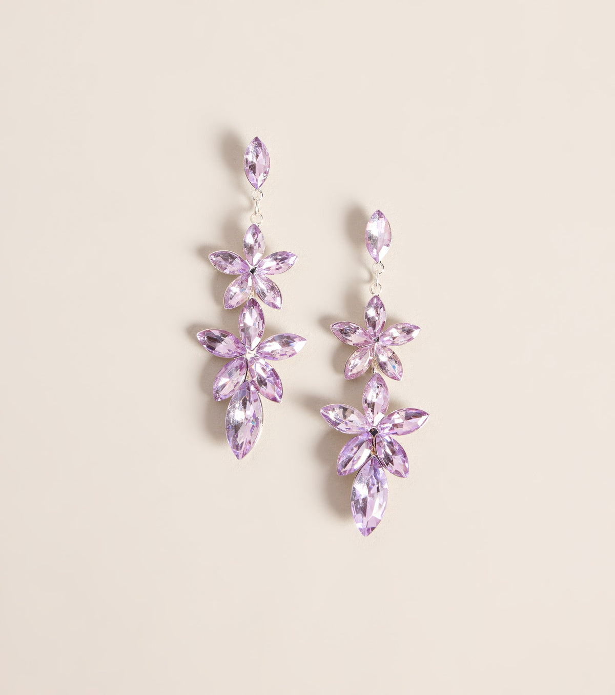 Petal Drama Rhinestone Floral Drop Earrings
