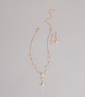 Soft Shine Rhinestone Flower Necklace And Earrings Set