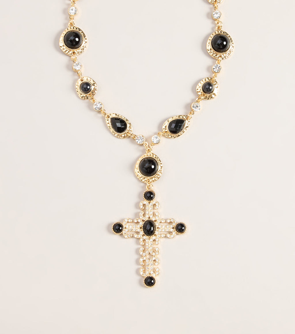 Glam Polish Rhinestone Cross Necklace
