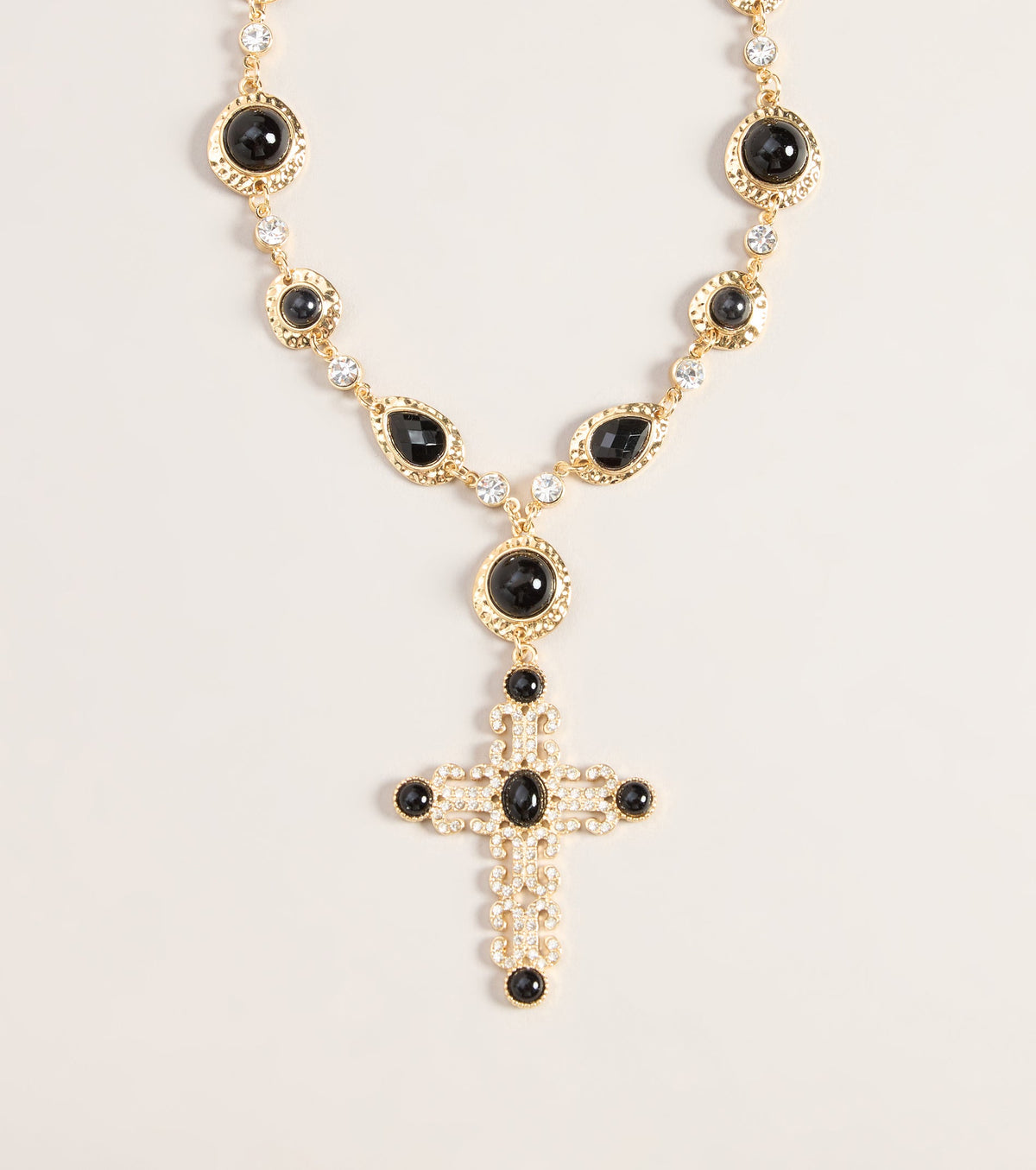 Glam Polish Rhinestone Cross Necklace