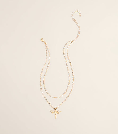 Catch Some Magic Layered Dragonfly Necklace