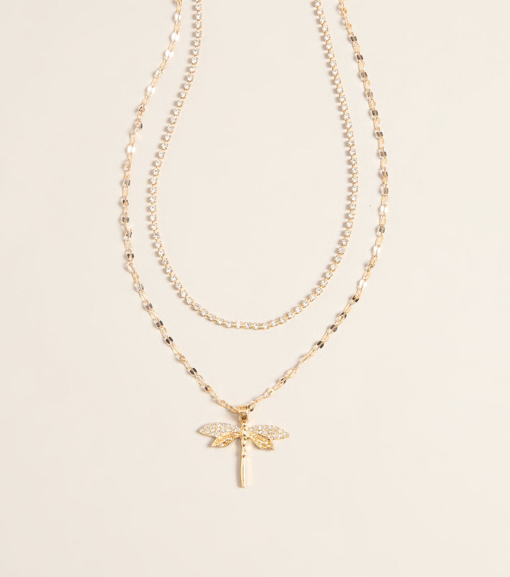 Catch Some Magic Layered Dragonfly Necklace