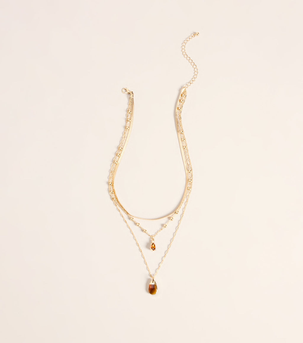 Amber Hour Layered Stone Necklace