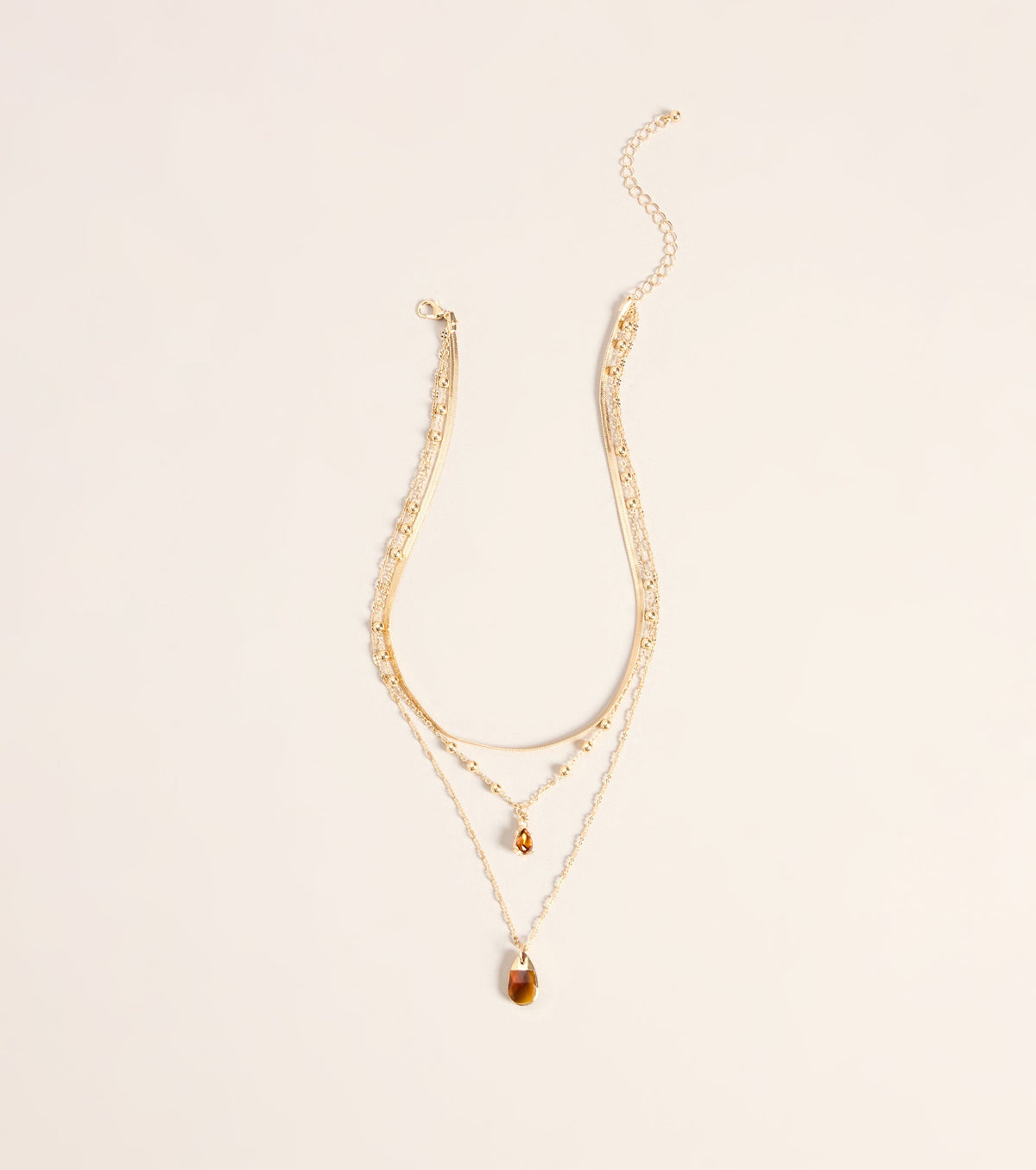 Amber Hour Layered Stone Necklace