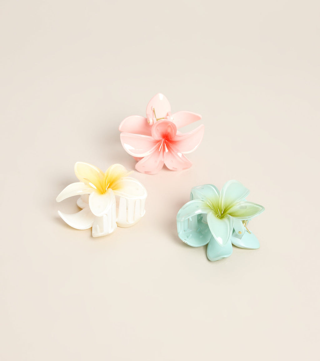 Petal Pop Tropical Flower Hair Claw Clip Set