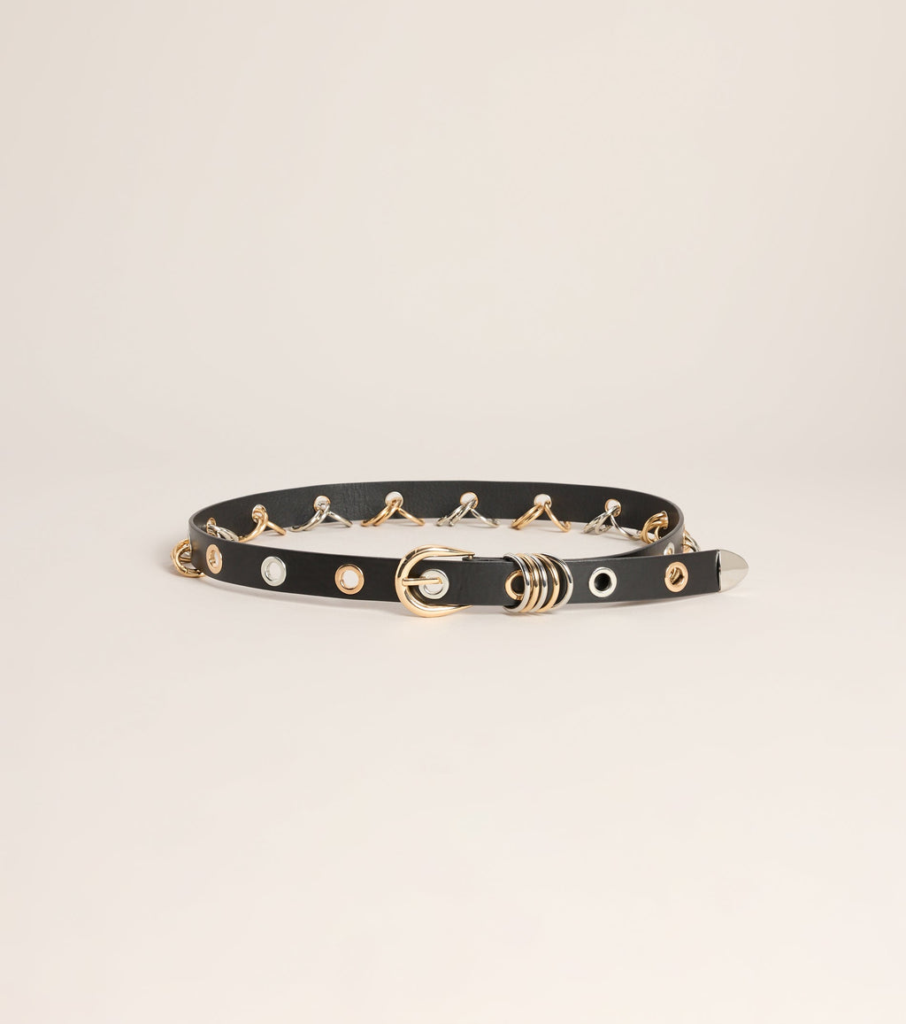 Hardware Remix Two-Tone Grommet Ring Belt