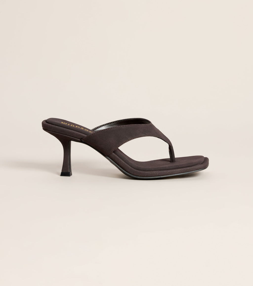 Going Somewhere Suede Thong Kitten Heels
