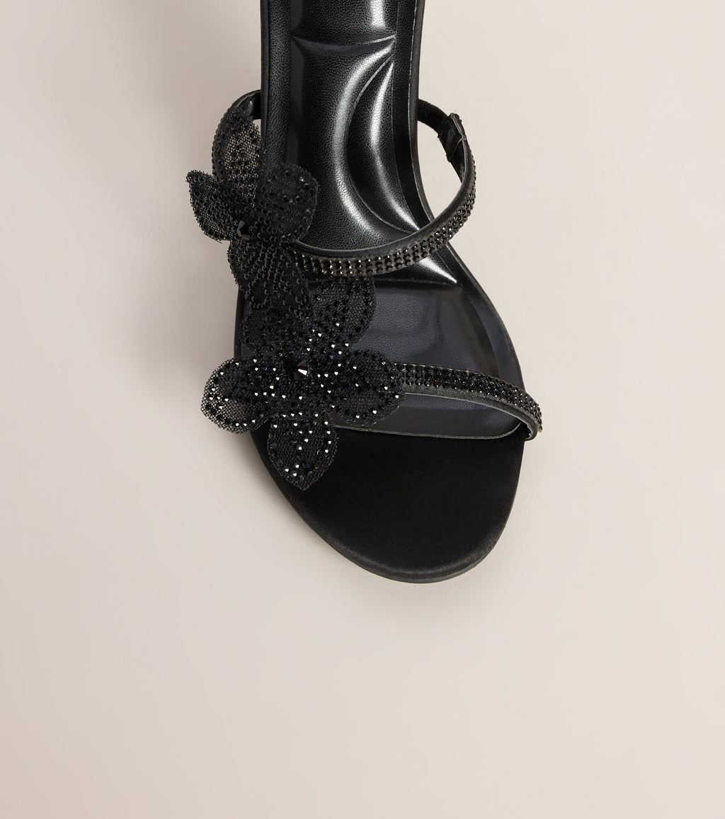 Glitzy Rhinestone Flower Spiral Stiletto Heels
