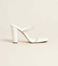 Pearl Permission Rhinestone Double Strap Block Heels