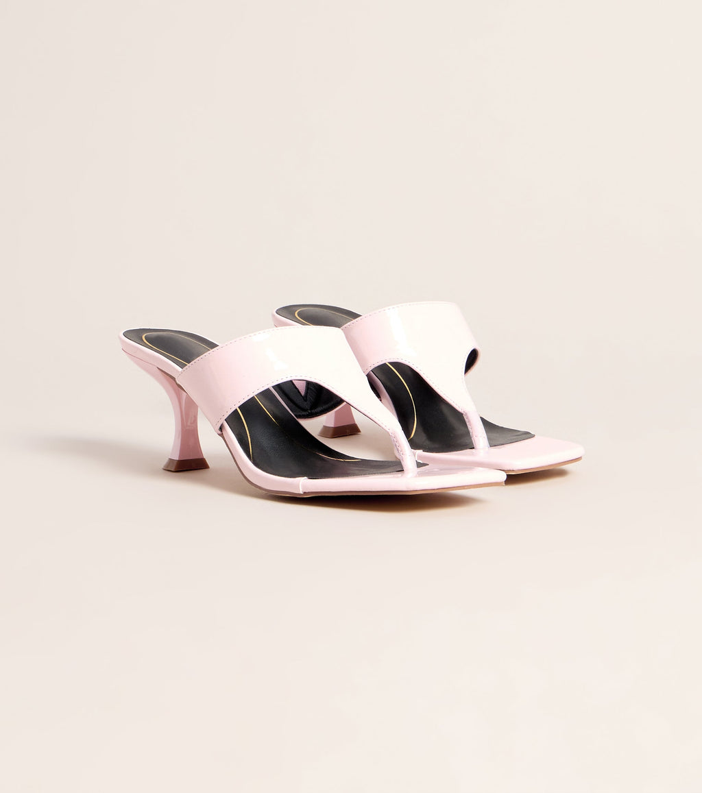 Sleek Step Patent Thong Kitten Heels