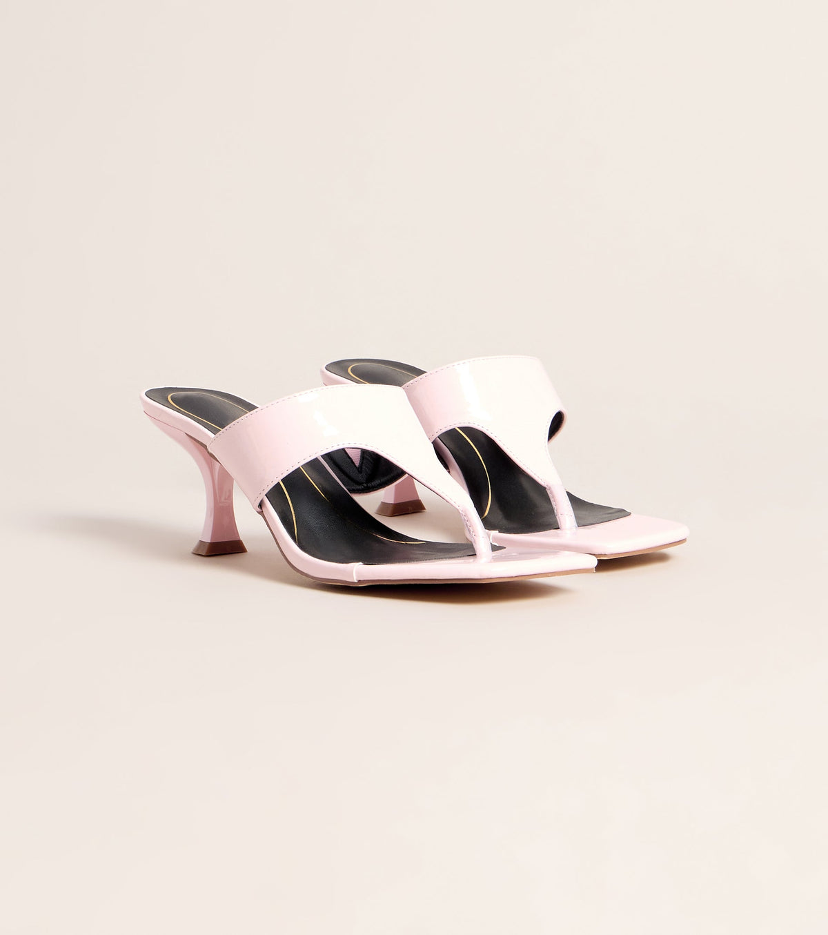 Sleek Step Patent Thong Kitten Heels
