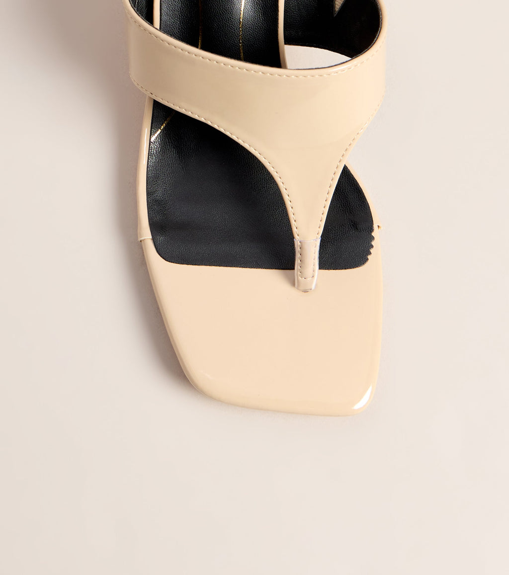 Sleek Step Patent Thong Kitten Heels