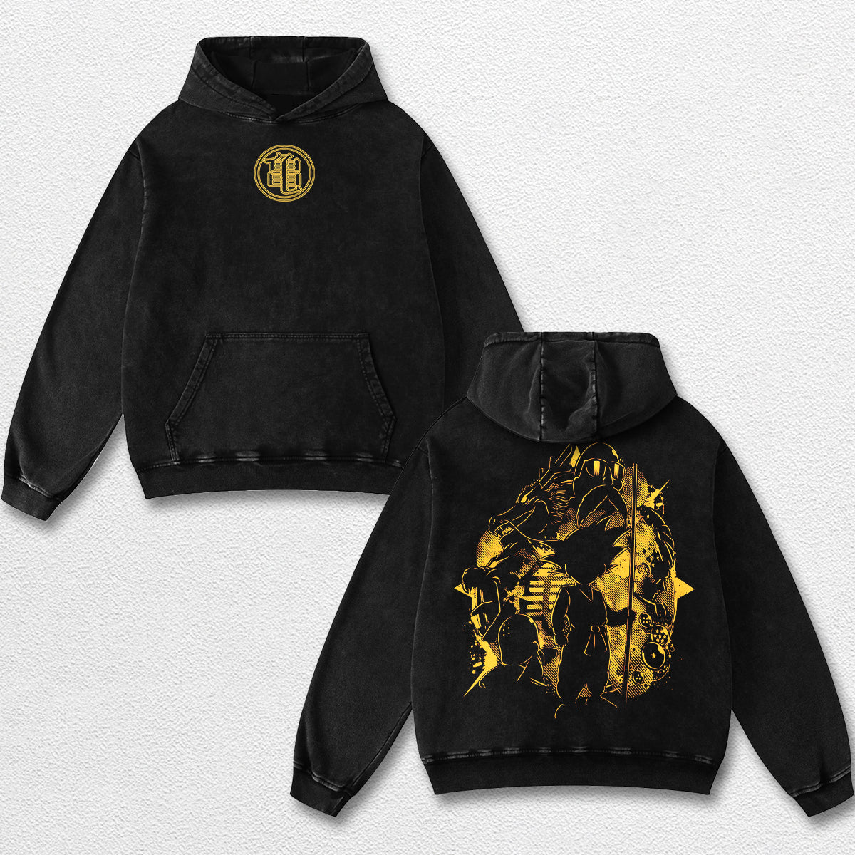 Retro Kid Son GoKu - Dragon Ball Z Oversize Lightweight Acid Washed Hoodie Sweatshirt Tee, Anime Graphic Design Unisex Top Cotton Streetwear Shirt Clothes