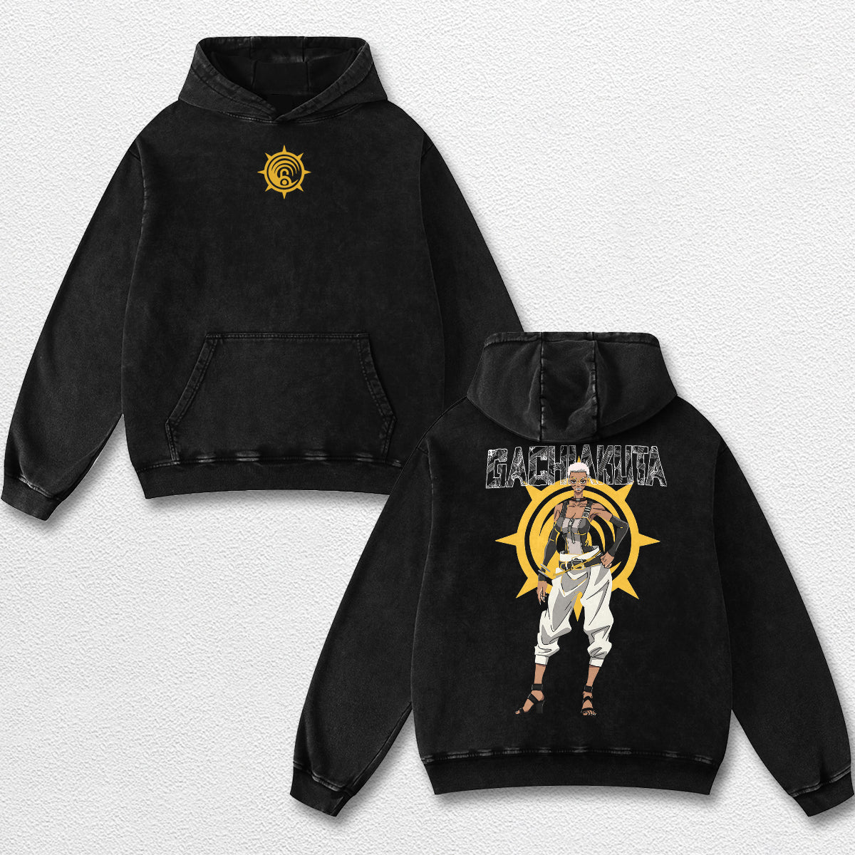 Retro Semiu Grier - Gachiakuta Oversize Lightweight Acid Washed Hoodie Sweatshirt Tee, Anime Graphic Design Unisex Top Cotton Streetwear Shirt Clothes