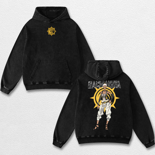 Retro Semiu Grier - Gachiakuta Oversize Lightweight Acid Washed Hoodie Sweatshirt Tee, Anime Graphic Design Unisex Top Cotton Streetwear Shirt Clothes