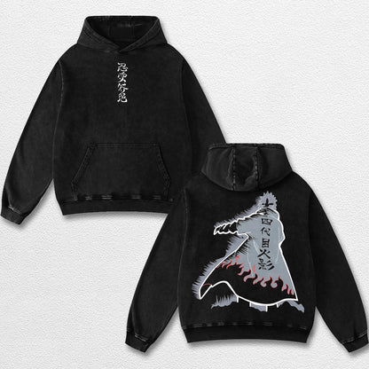 Retro Minato Namikaze Hokage - Naruto Oversize Lightweight Acid Washed Hoodie Sweatshirt Tee, Anime Graphic Design Unisex Top Cotton Streetwear Shirt Clothes
