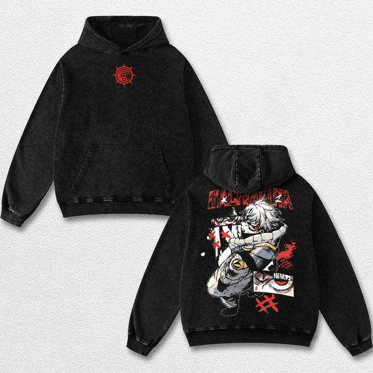 Retro Rudo - Gachiakuta Oversize Lightweight Acid Washed Hoodie Sweatshirt Tee, Anime Graphic Design Unisex Top Cotton Streetwear Shirt Clothes