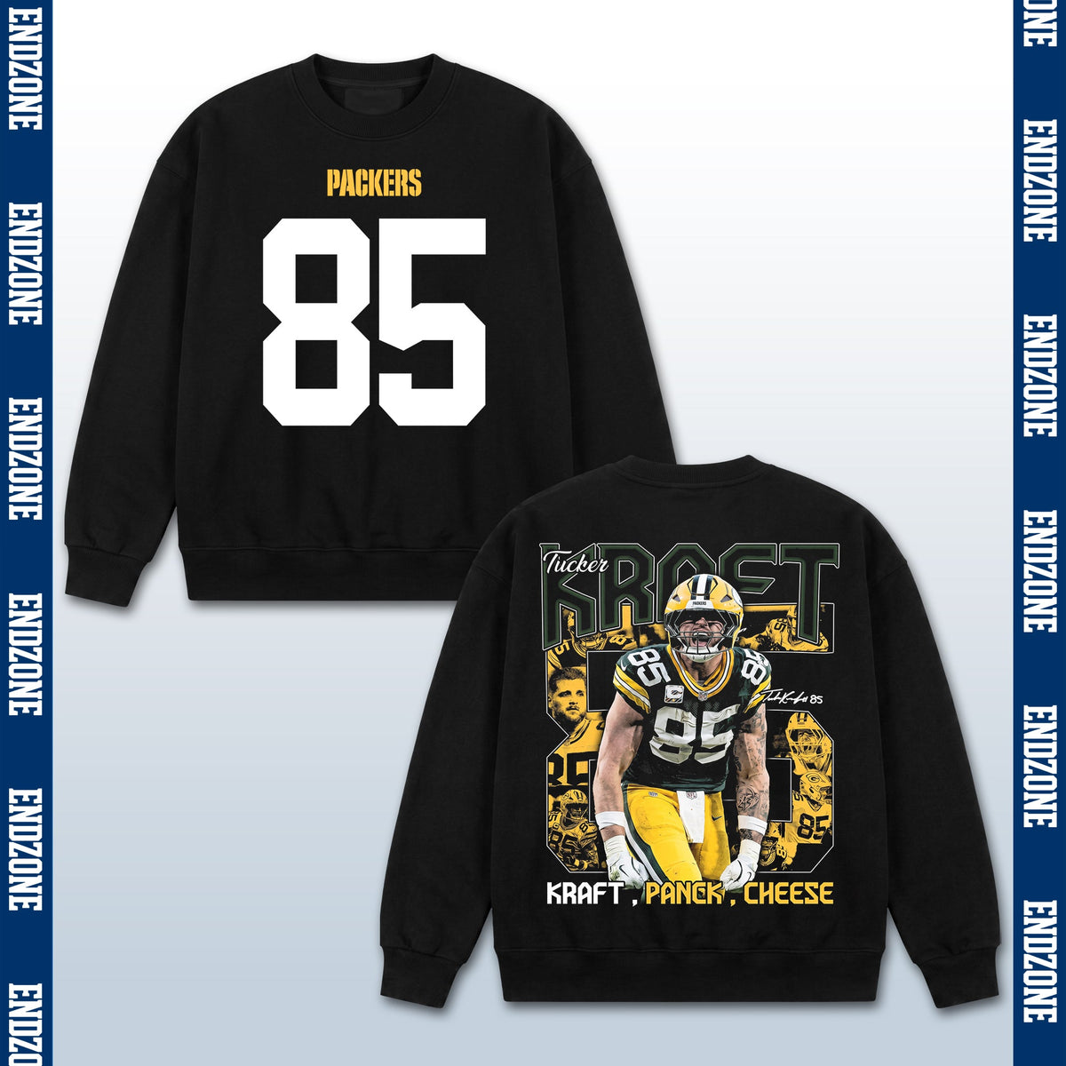 Tucker Kraft Green Bay Packers #85 Kraft, Panck, Cheese Vintage Graphic Hoodie Sweatshirt T-Shirt, NFL Football Season Apparel, T. Kraft TK85 Legend Retro Streetwear Tee, Green Bay Football Fan Gift