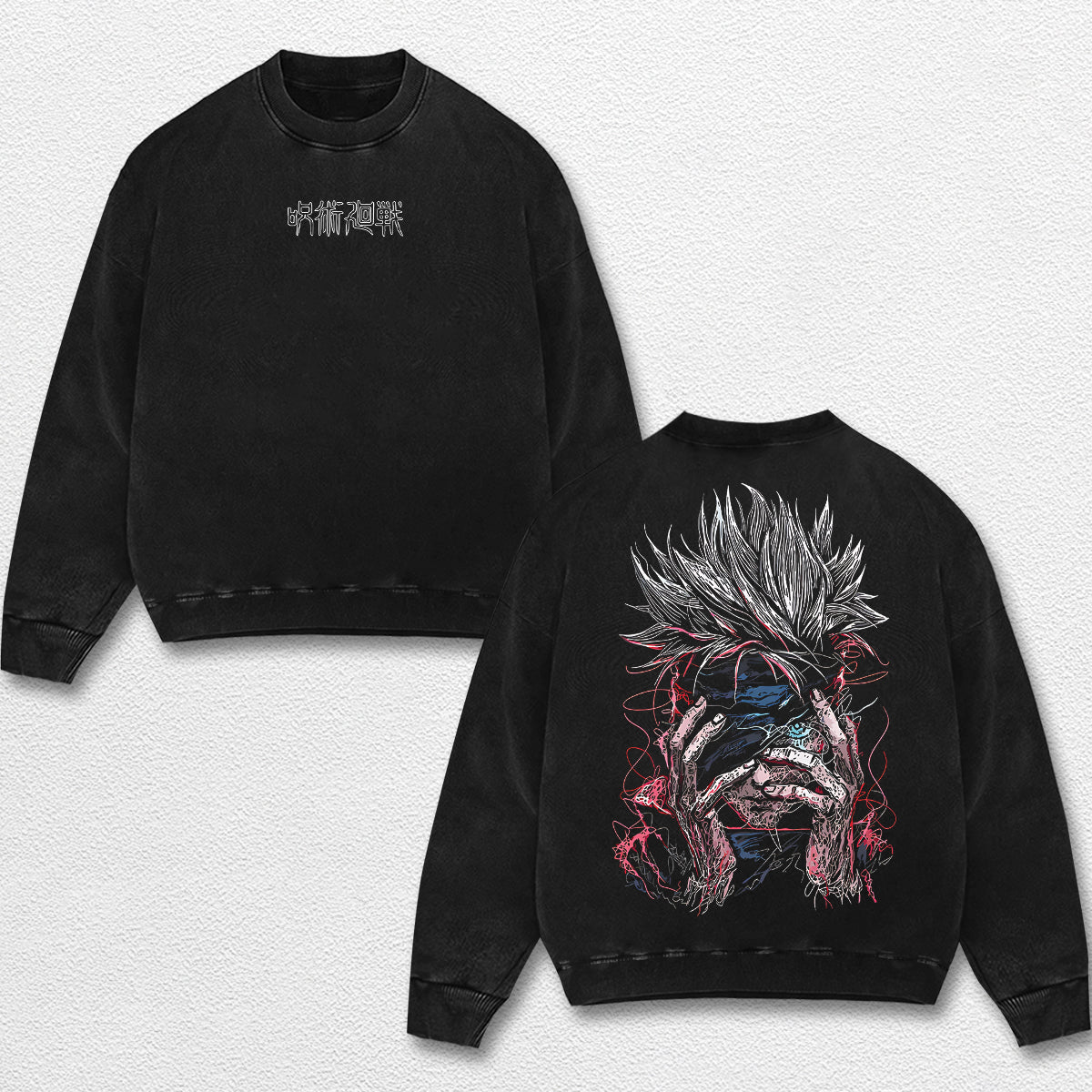 Retro Satoru Gojo - Jujutsu Kaisen Oversize Lightweight Acid Washed Hoodie Sweatshirt Tee, Anime Graphic Design Unisex Top Cotton Streetwear Shirt Clothes