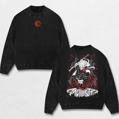 Retro Rudo - Gachiakuta Oversize Lightweight Acid Washed Hoodie Sweatshirt Tee, Anime Graphic Design Unisex Top Cotton Streetwear Shirt Clothes
