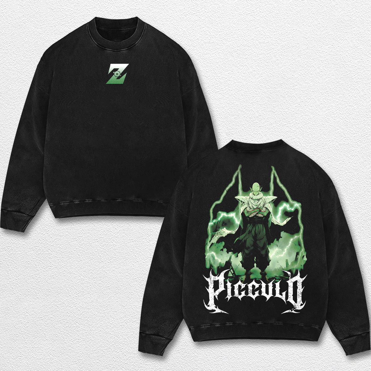 Retro Piccolo- Dragon Ball Z Oversize Lightweight Acid Washed Hoodie Sweatshirt Tee, Anime Graphic Design Unisex Top Cotton Streetwear Shirt Clothes