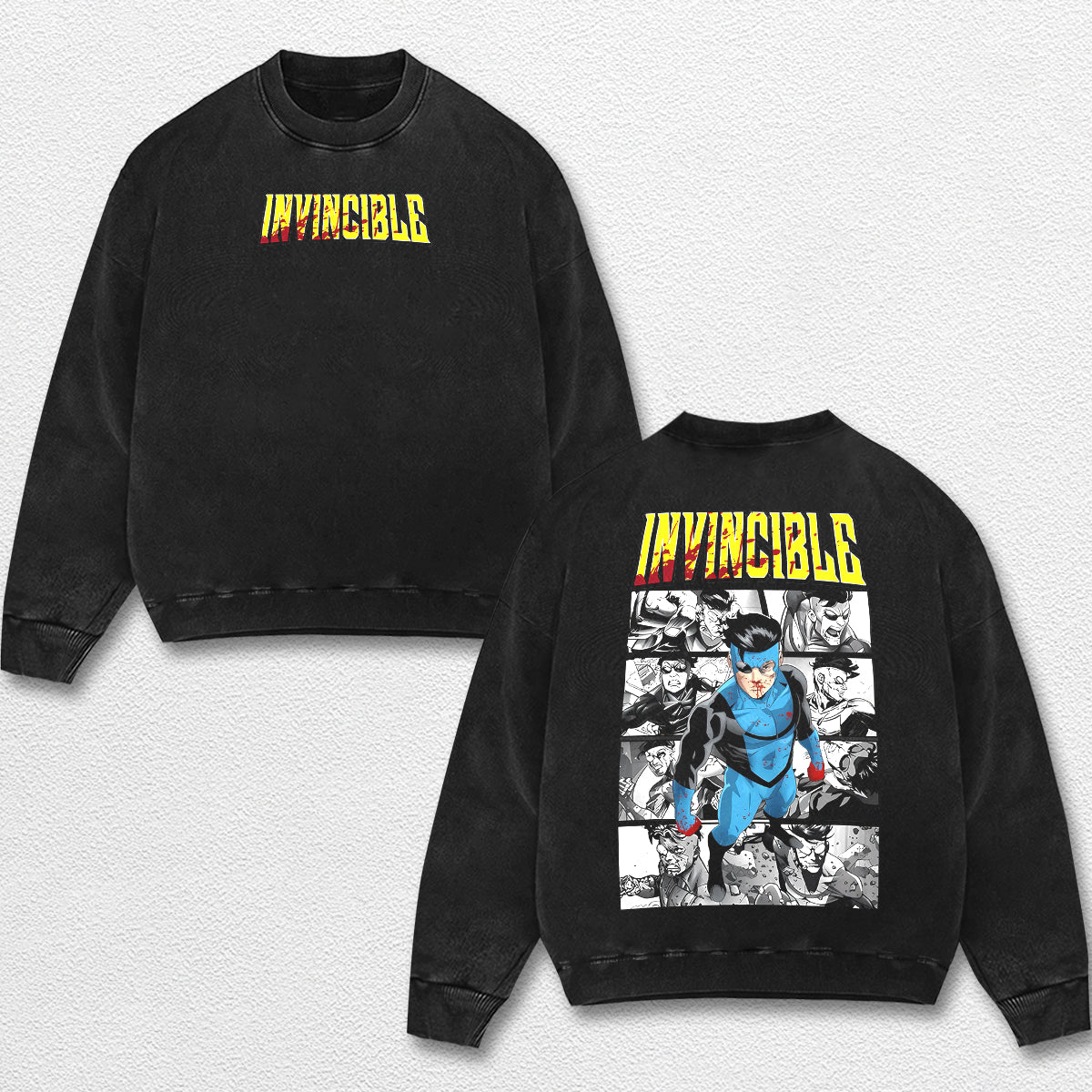 Retro Invincible Mark Grayson Blue Graphic Tee, Invincible MCU Animated Series T Shirt, Superhero Punch Comic Design, Oversized Streetwear Unisex Tee, Vintage Bloody Comic Style, Gift for Invincible Fan, Adult Animation Merch