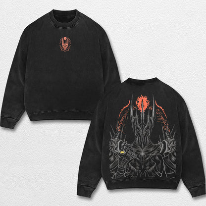 Retro The Lord of the Rings Sauron Shirt – Eye of Sauron Graphic Tee, Dark Fantasy Oversized T Shirt for Men Women, Gothic Villain Aesthetic Streetwear, LOTR Merch, Medieval Fantasy Art Unisex Black Tee, Gift for Lord of the Rings Fan